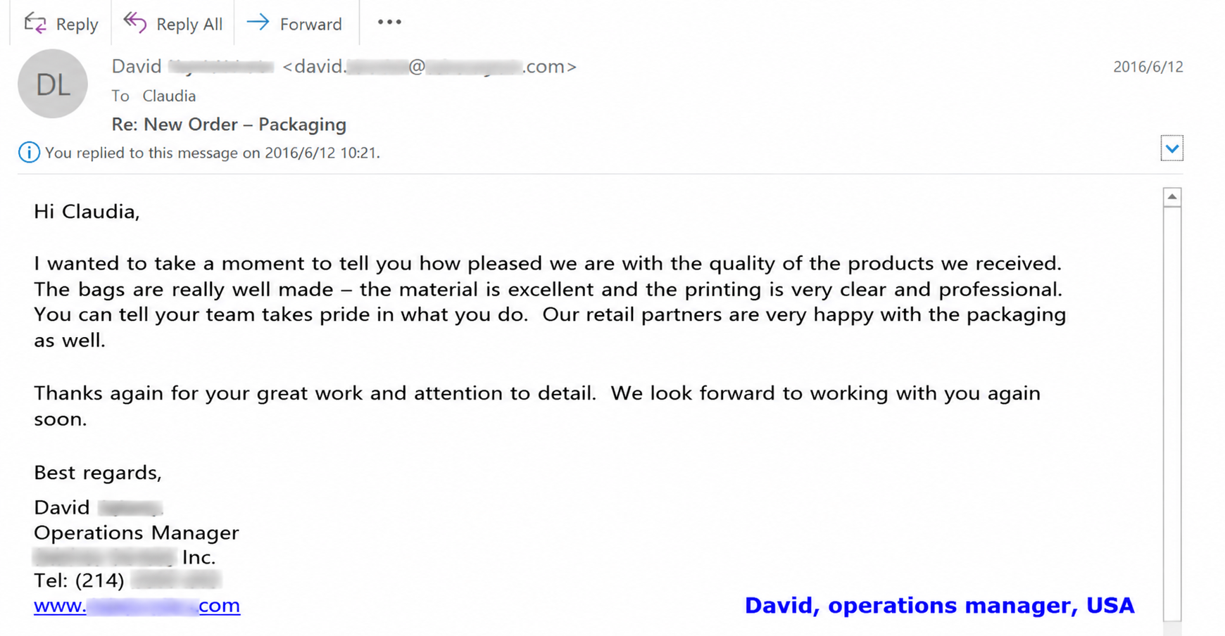 Customer email 2