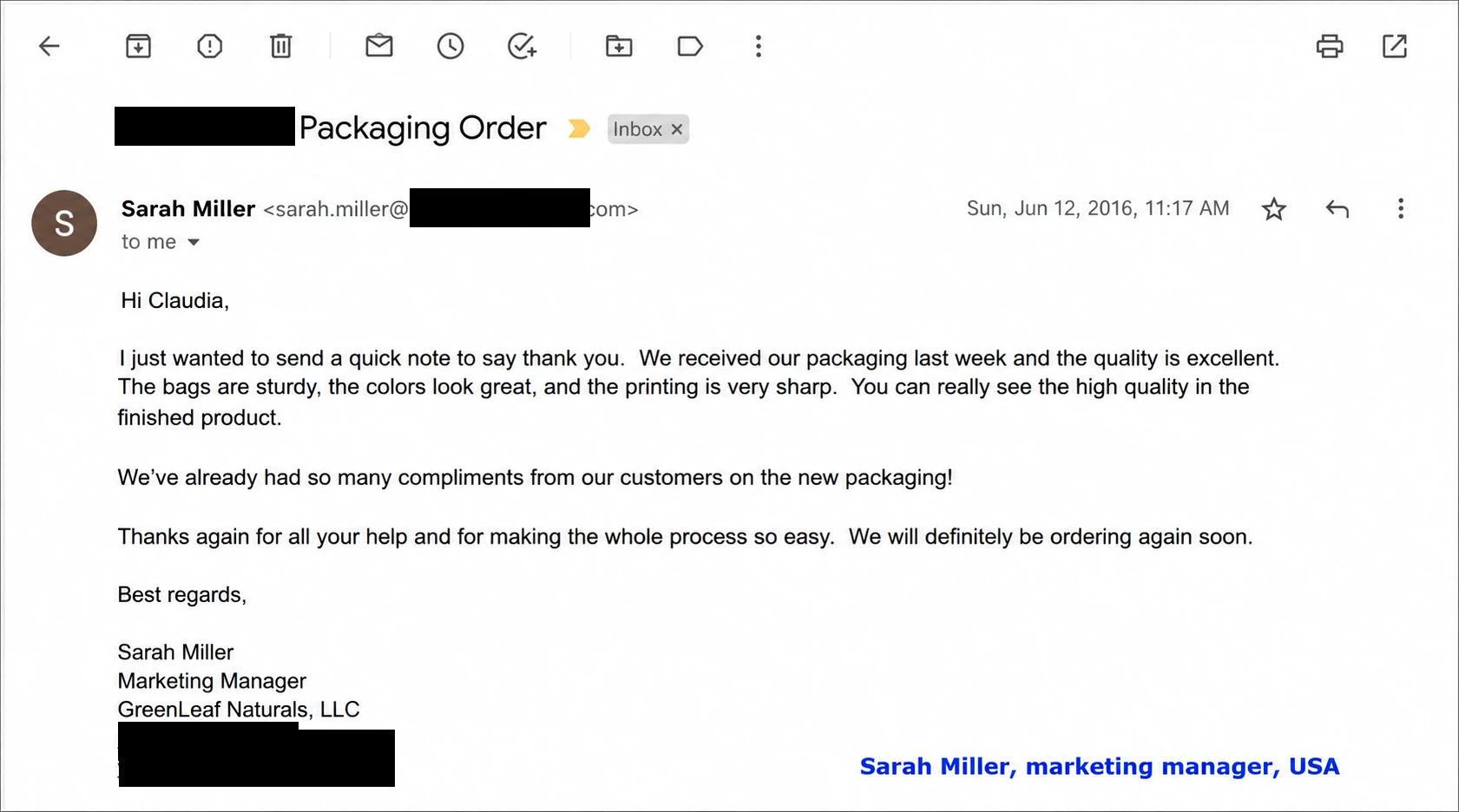 Customer email 4